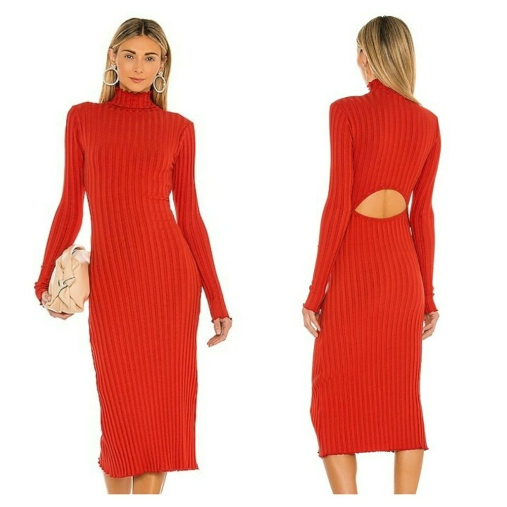 Lovers and Friends Mock Neck Midi Dress - Spice Red